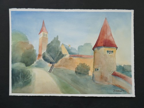 Kunst aquarell burgfried - kunst,