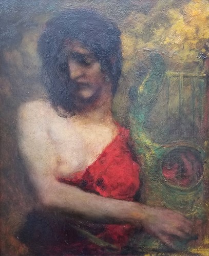 Gemälde dame mit lyra muse - gemälde:,