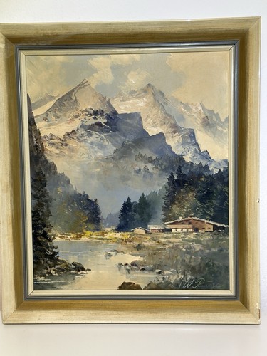 Original alpine landscape oil - alpine,