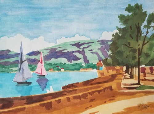 Aquarell segelboote see - segelboote, am