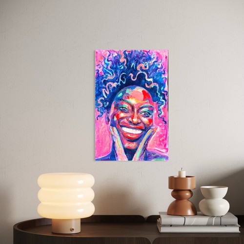 Colorful joyful woman portrait - colorful,