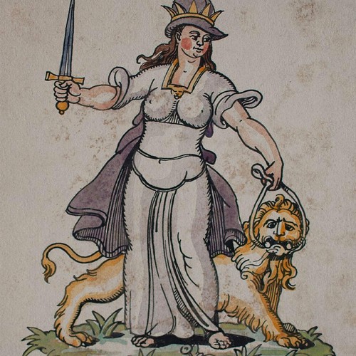 Allegorie frau mit schwert und - mit,