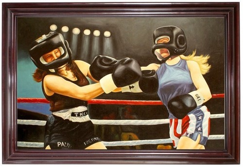 ölbild boxkampf frauen - Ölbild, 2