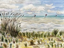 Original, Aquarell, Strand auf