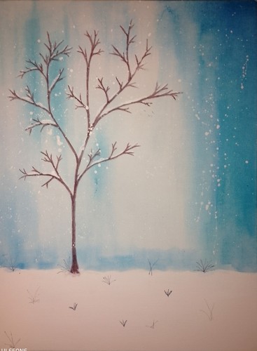 Gemälde winterlandschaft mit - winterlandschaft,