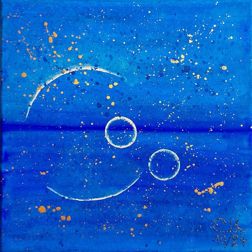 Abstraktes gemälde blau - ck,