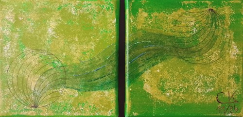 Abstraktes gemälde diptychon - abstraktes,