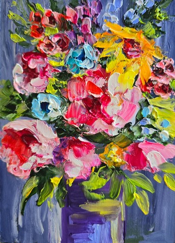 Blumenstrauß ölbild 15x20 - blumenstrauß,