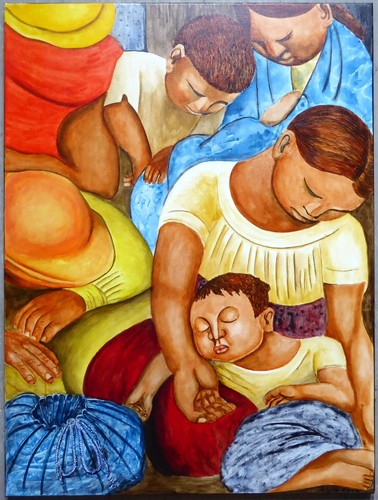 Bettelnde mutter mit - bettelnde, kindern