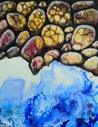Steine meer abstrakt acrylbild - steine,