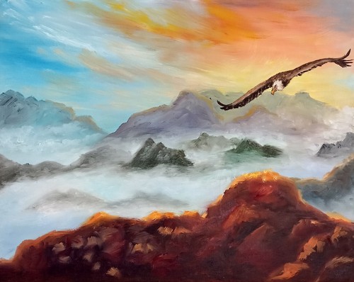 Adler berge ölbild 30x24 - berge,