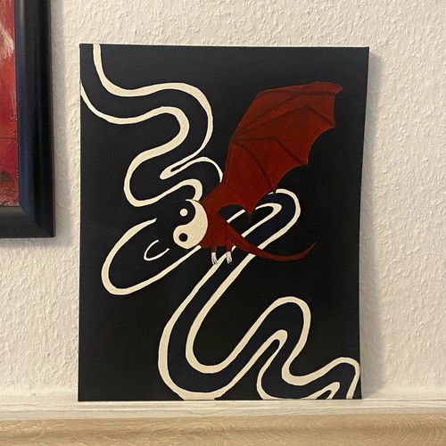 Gemälde drache auf schwarzem - drache,