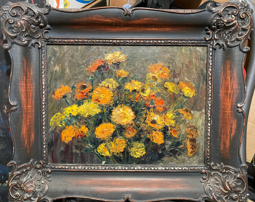 Kleines ölbild blumen - , j