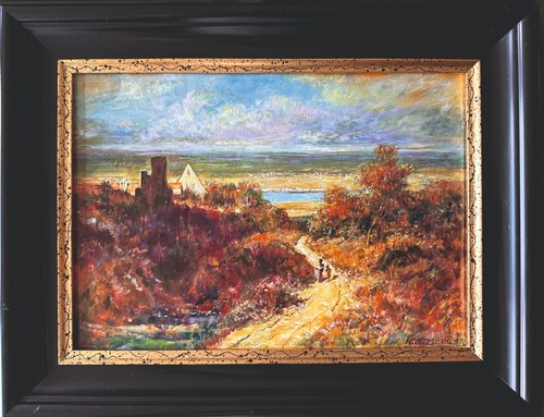 Landschaft mit burgruine - landschaft,