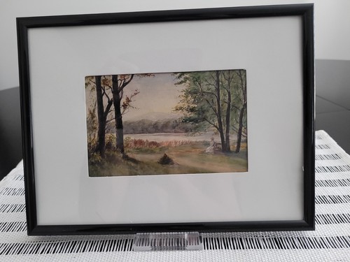 Altes aquarell uferlanschaft - altes,