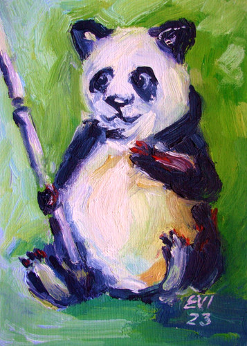 Panda original ölgemälde - panda,