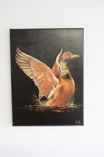 Original ölgemälde ente gold - original,