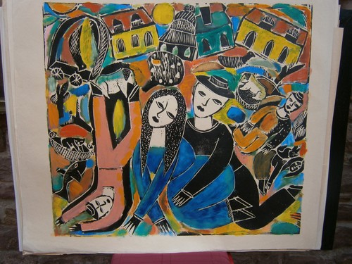 Bemalter holzschnitt - bemalter,